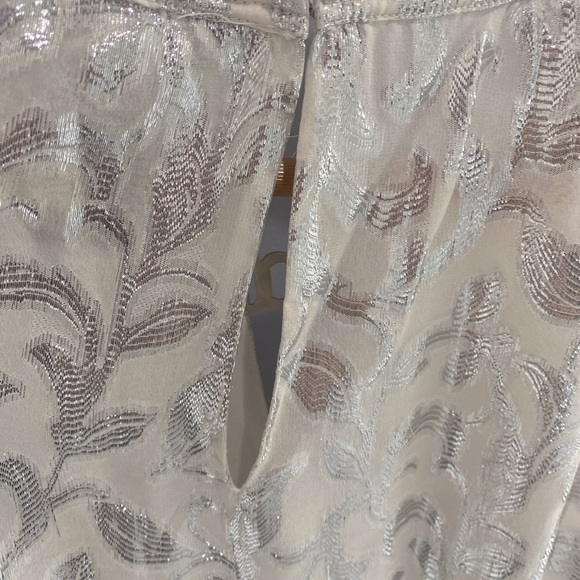 White House Black Market white halter tank top with silver embroidery - Picture 3 of 10